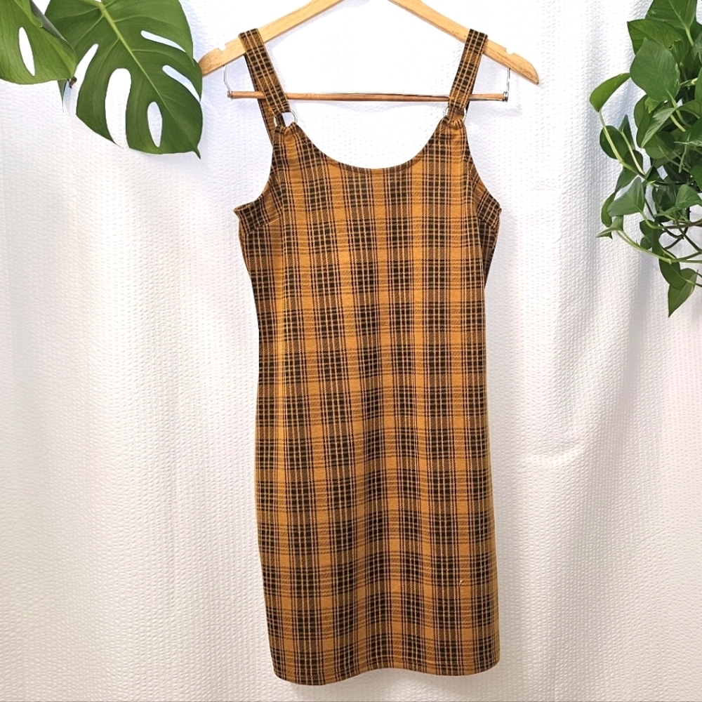 Ever After Plaid Yellow and Black Dress Size M